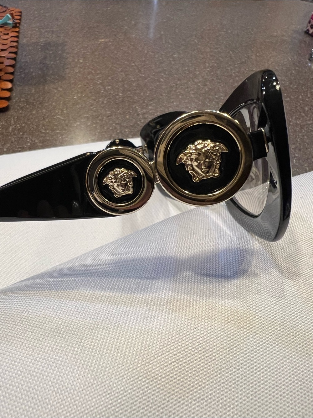 Versace Medusa Oversized Square Black with Gold Medallion Logo - Picture 2 of 10